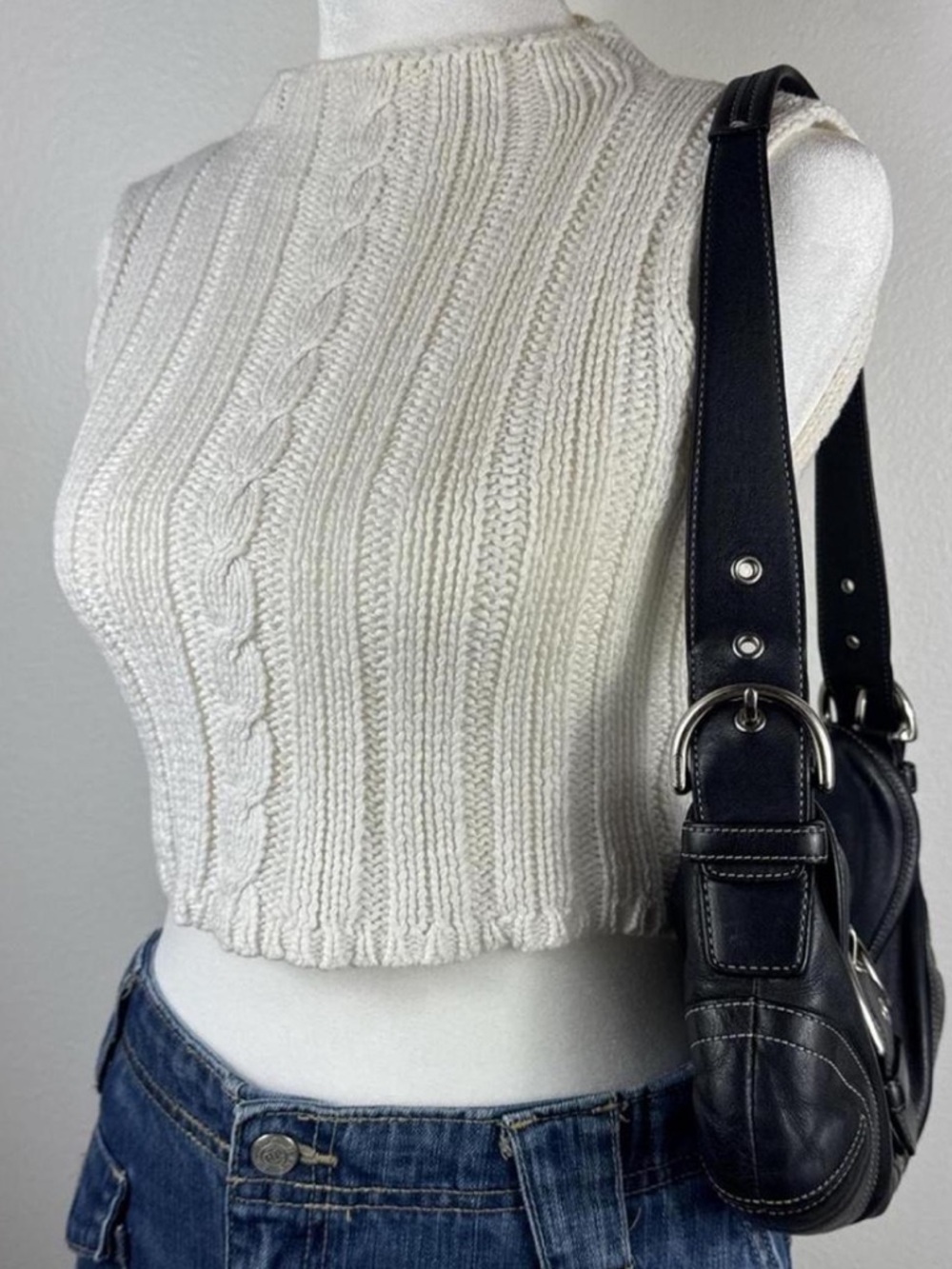 Claiborne Cream Knit Sweater Tank